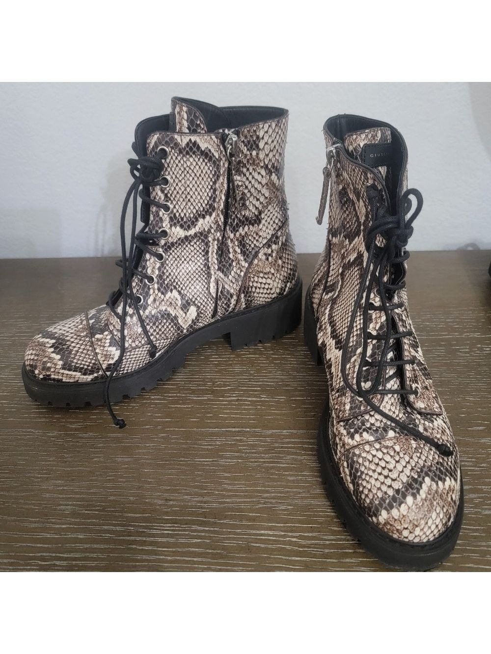 Giuseppe Zanotti Brown Snakeskin Boots US Size 8.5